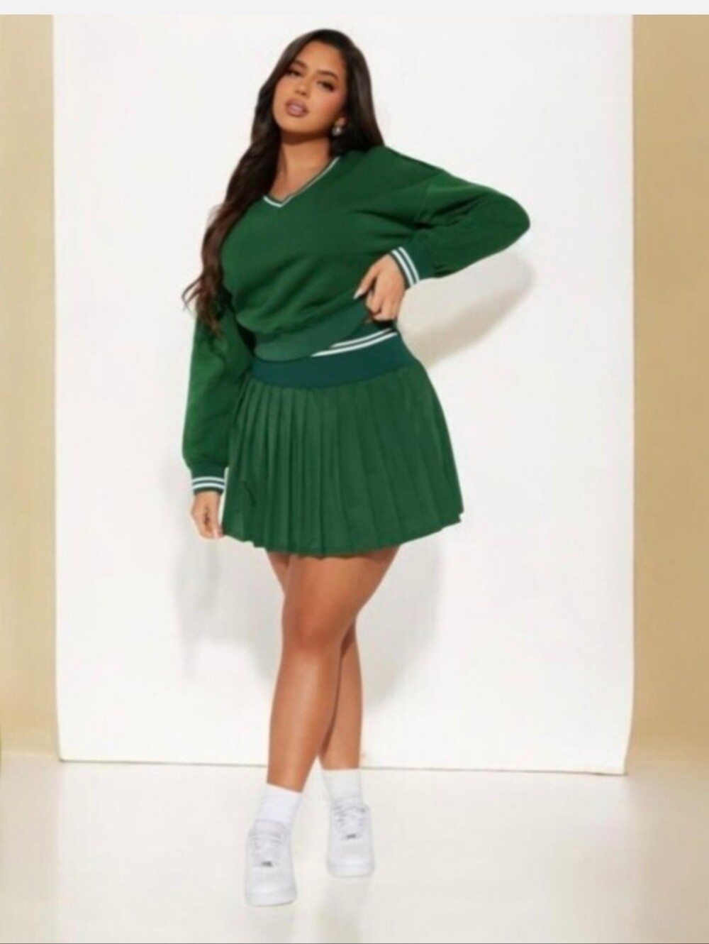 Daisy Emerald Green Pleated Skater Skirt